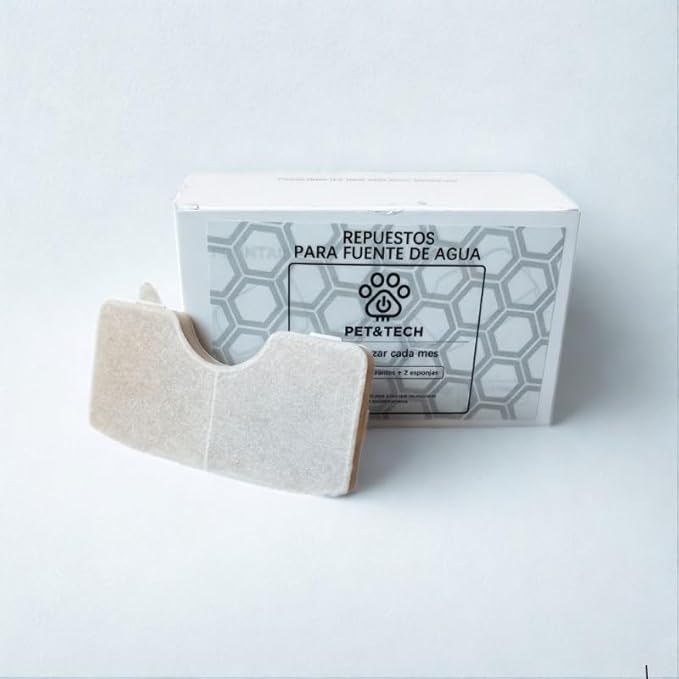 Pack Recambio Fuente PET&TECH – 5 Filtros + 2 Esponjas